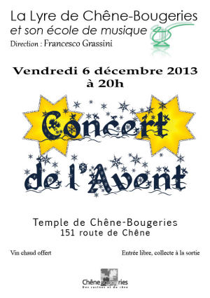 La Lyre de Chêne-Bougeries / Vendredi 6 décembre 2013 à 20h00 au Temple de Chêne-Bougeries